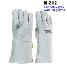 [Weldas] Economy Welding Gloves Fully Lined with Cotton Versatile Wing Thumb and Gun Cut Design, 10-2112L, Gray, Large