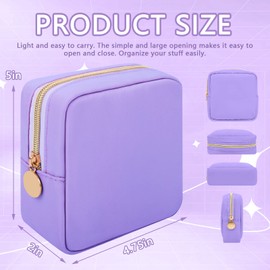 Iqimott - Bolsa de maquillaje de nailon rosa fuerte, bolsa de maquillaje compacta para mujeres, niñas, adolescentes, Púrpura, Mini