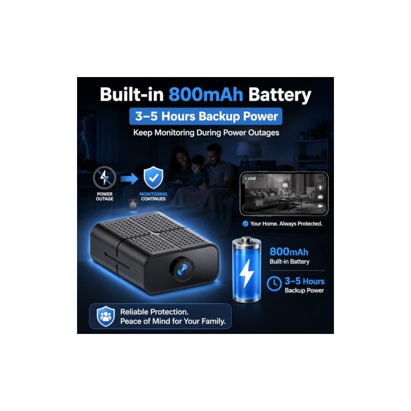 Mini cámara de seguridad, 1080P HD WiFi pequeña cámara oculta