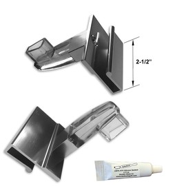 Gordon Glass™ Chrome Finish Towel Bar Base Brackets and Clear Acrylic Brackets for Frameless Shower Doors 1/8", 5/32", 3/16" and 1/4" Thick Glass - Pack of 2