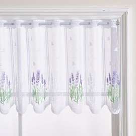 Daliena Net Curtain with Perforated Strip Curtain Store Jacquard Kitchen Curtain Lace Short Curtain Country House Window Curtains Transparent Curtain Lace White Vintage Short (W x H 60 x 50 cm) 1