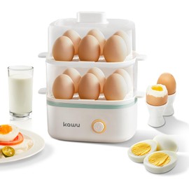 KAWU Double-layer Egg Cooker, Fast Electric Egg Boiler, Small Breakfast Machine, Safe and Easy to Operate, can Accommodate 12 Eggs, Suitable for RV Travel, Steamed Corn and Bread in Hotels