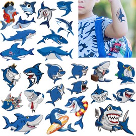 Shark Temporary Tattoos for Kids, 83pcs Ocean Sea Fake Tattoos, Marine Animal Waterproof Body Stickers Cute Decorations, Birthday Party Favor Supplies Decor Gifts for Boys Girls Children Toddler Teens