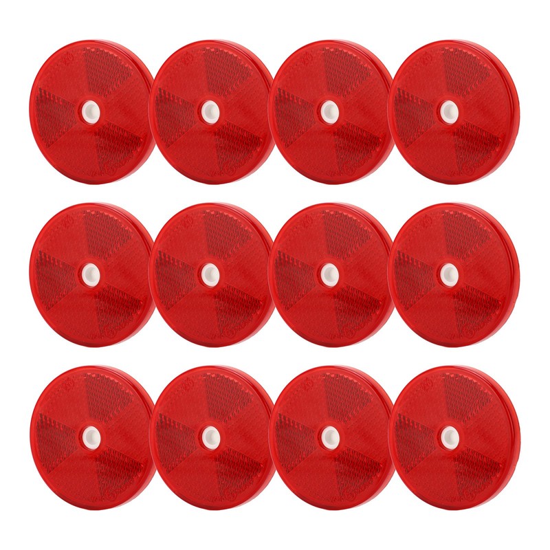 12PCs Round Reflector Red Reflective Sticker Waterproof Signal Warning for
