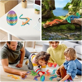 4PCS 3D Printed Dragon - Dragon Eggs with Inside -, Mini Easter Eggs Fidget Toy 3D Articulated Crystal Eggs Mystery Egg Home Office Decor Executive Desk (4 PCS- Style B)