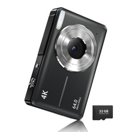 FLATIC 4K Digital Camera for YouTube with 32GB TF Card, Digital Camera Point and Shoot, Camera for Photography