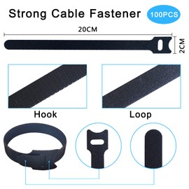 Velcro Cable Ties Black Pack of 100 Cable Velcro Tape Resealable 200 x 12 mm Velcro Cable Ties Velcro for Home Office Office and Garden