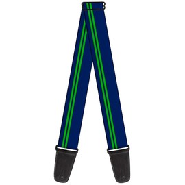 Buckle-Down Guitar Strap Racing Stripe Navy Bright Green 2 Inches Wide