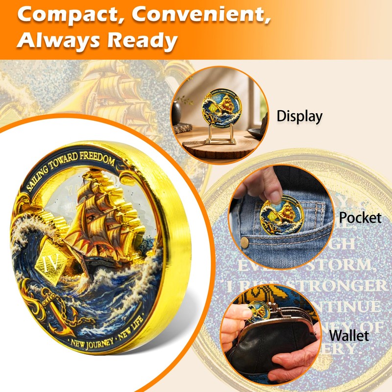 4 Year Sailing Through Storms Sobriety Coin – Journey into