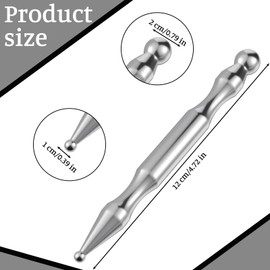 Gsbnjuy Stainless Steel Manual Acupuncture Pen Facial Reflexology Massage Tool Double Headed Point Massager Tool Relaxing Self Massage Acupressure Bar for Full Body Deep Tissue Meridian