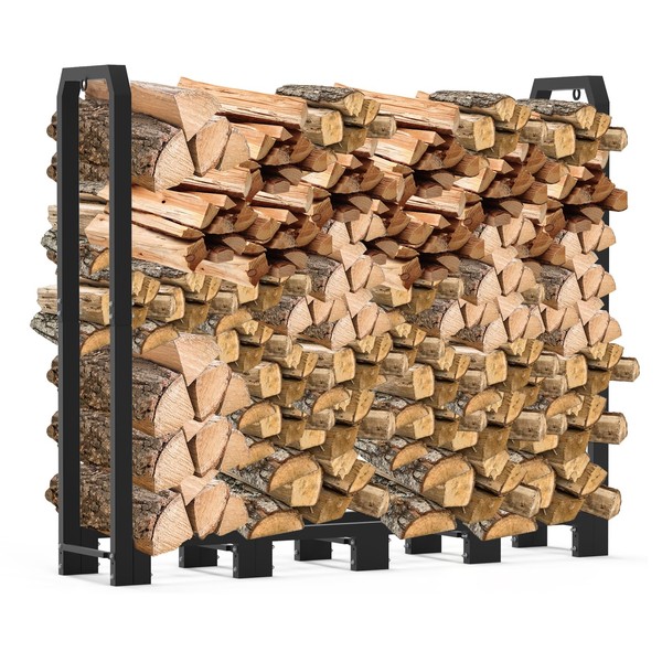 Demiwise 8Ft Firewood Rack Holder for Fireplace, Indoor & Outdoor