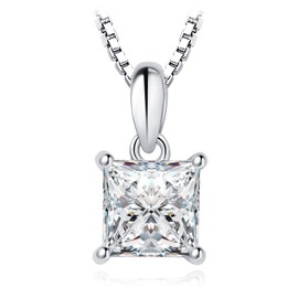 JewelryPalace Princess Cut 1ct Cubic Zirconia Chain Pendant, Bridal Jewellery Set, Women's Silver 925 Necklace with Stone, Jewellery Girls Gift for Women, Rose Gold, Gold, 45 cm, Gemstone, Cubic