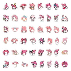 50Pcs Cartoon Cute My Melody PET Transparent Stickers Pack Decal for Water Bottles Cup Laptop Phone Guitar Car Bike,Kid/Teen Gift JKT