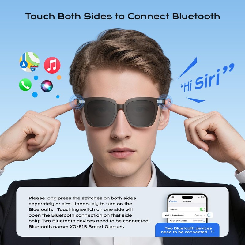 Smart Glasses,Polarized Sunglasses Built-in Mic & Bluetooth Speaker, Wireless Audio