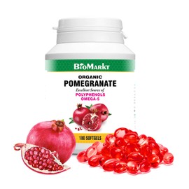 PHARMAKON Organic Pomegranate Extract, Highly Bioavailable Softgels, Full Spectrum Contains Polyphenols + Omega 5 (180 Count)