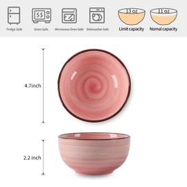 Selamica Ceramic 12 Oz Dessert Bowls Set, Small Cereal Bowls for Kitchen, 4.7 Inch Ice Cream Bowls for Snack Side Dishes Dips, Microwave Dishwasher Safe, Set of 6, Gradient Color