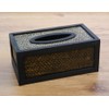 Wood & Rattan Tissue Box, Solid Wood, Handcrafted in Thailand,