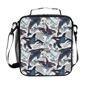 AUUXVA Sea Killer Whale Lunch Bag for Woman Man Insulated LunchBox Tote Bag with Adjustable Strap Leakproof Meal Prep Container Lunch Cooler for School Work Office Picnic