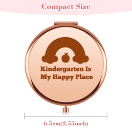 Appreciation Gifts for Kindergarten Teacher Rose Gold Compact Makeup Mirror for Women Thank You Retirement Preschool Teacher Double Sided Folding Travel Mirror Birthday