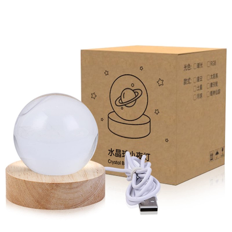 3D Crystal Ball Nightlight Decolamp Solar System Model Decor Science