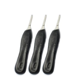 AAProTools Lot of 3 Scalpel Handle #4, Black Plastic Grip - Fitting Surgical Blades #20 Thru 24