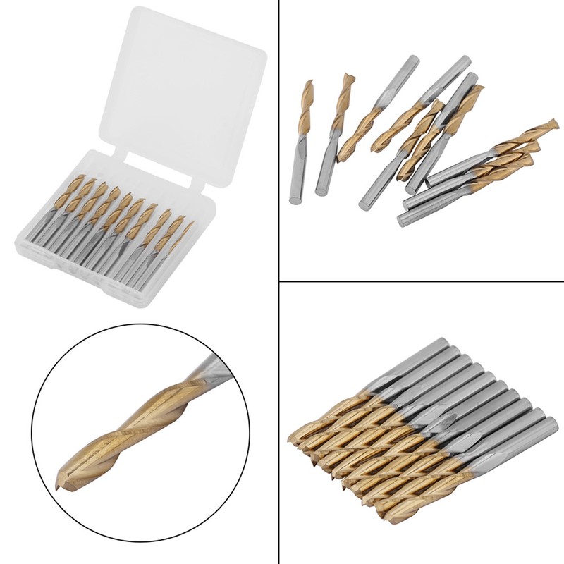 Titanium Coated 2-flute End Mill Milliling Cutter 3.175mm Shank 3.175mm