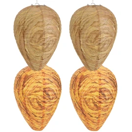 DECYOOL 4 Pack Paper Wasp Nest Decoy Hanging Wasp Nest Stay Away from Wasps Hornets Yellow Jackets(Dark Brown, Orange)