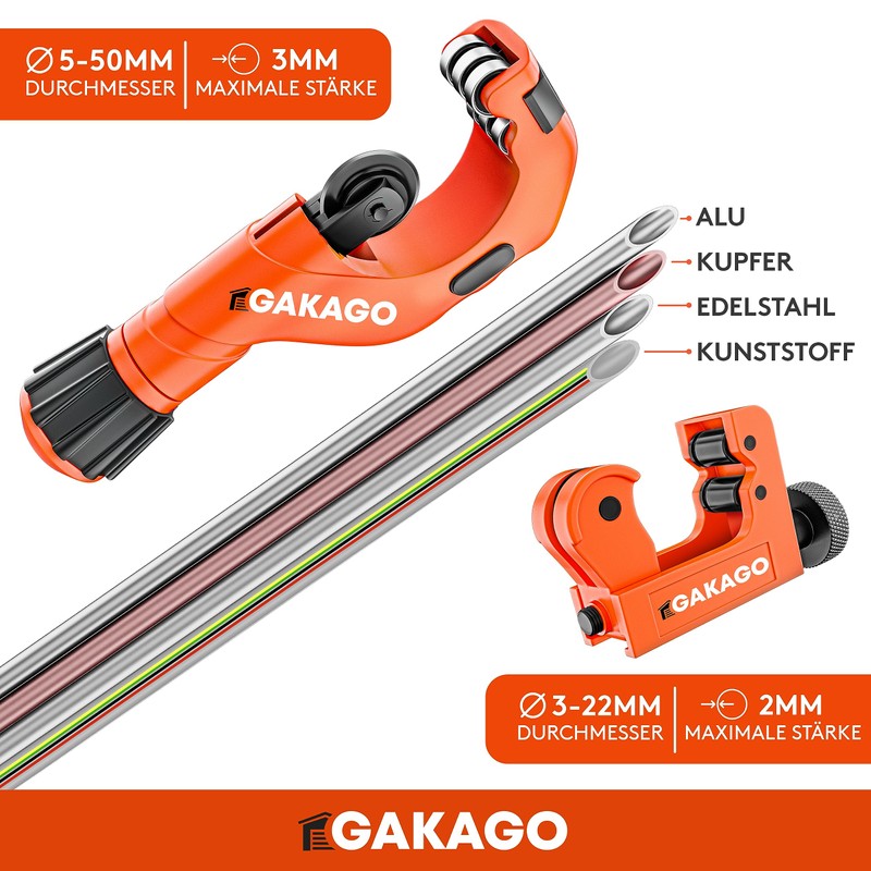Gakago Pipe Cutter Set 3-50 mm with Deburring – Versatile