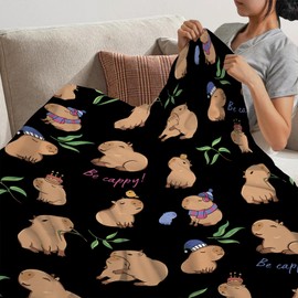 Gaakvrr Capybara Blanket, Capybara Gift Party Decoration, Plush Blanket for Bedroom, Couch, Sofa, Kids, Adults, All Seasons, 100 x 130 cm