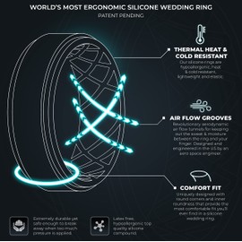 ThunderFit Silicone Wedding Rings for Men, Airflow Criss Cross Pattern 8mm Wide 2mm Thick - 1/4/7 Variety Multipack (Pack F - Size 10.5-11 (20.6mm))