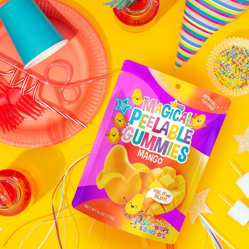 Sophiepops & Gumdrops Magical Peelable Mango Gummies, Gummy Fruit Snack,