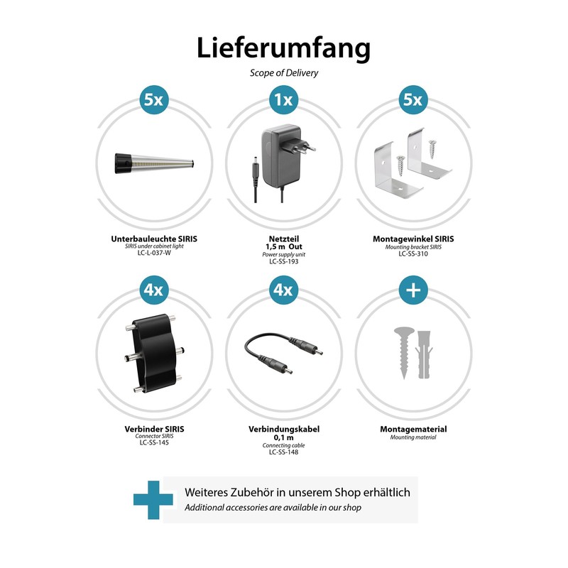 parlat Siris LED Under-Unit Light Corner Mounting Flat Each 30