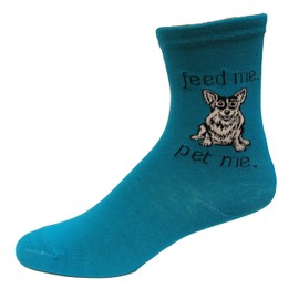 K. Bell Women's Pet Me Crew Socks 1 Pair, Blue, Shoe Size: 4–10