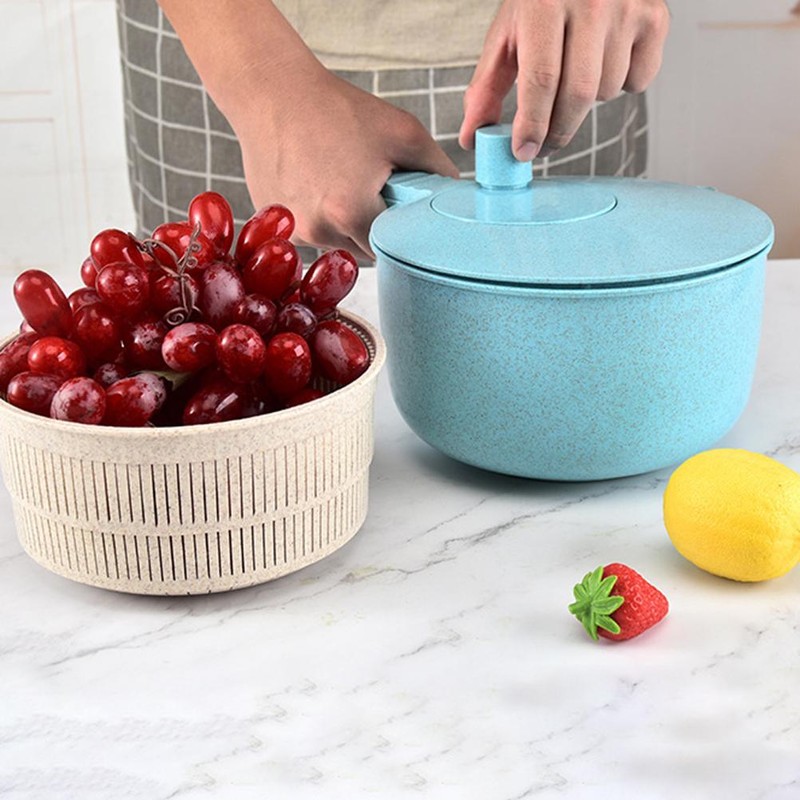 Salad Spinner Manual Vegetables Leaf Lettuce Dryer Drainer Fruits Washing