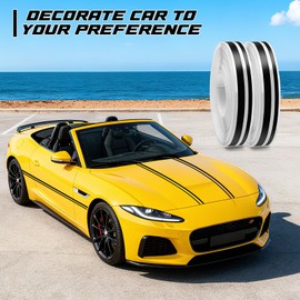 Spurtar Car Pinstripe Tape, 2 Rolls x 32Ft Pinstriping Automotive Tape Racing Stripes, Black Vinyl Pinstripe Decals for Car, Motorcycle and Boat DIY Stickers,1/5” Stripe+ 1/10" Gap+ 1/10” Stripe