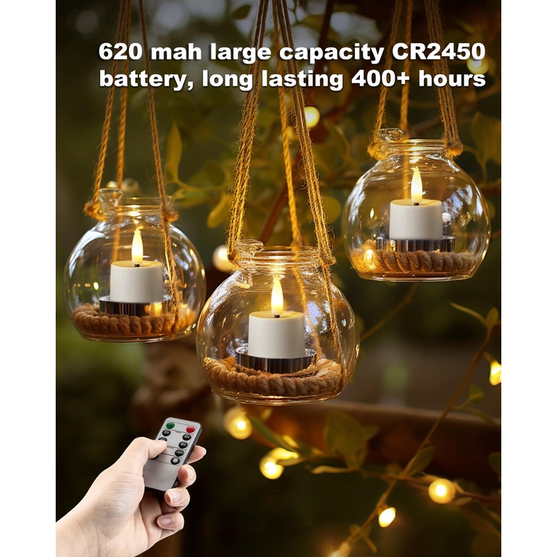merrynights Remote Candles, 12Pcs Timer LED Votive Candle, Realistic 3D