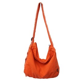 Women's Large Size Canvas Shoulder Bag Hobo Crossbody Handbag Casual Tote Messenger Bag - Color: Orange