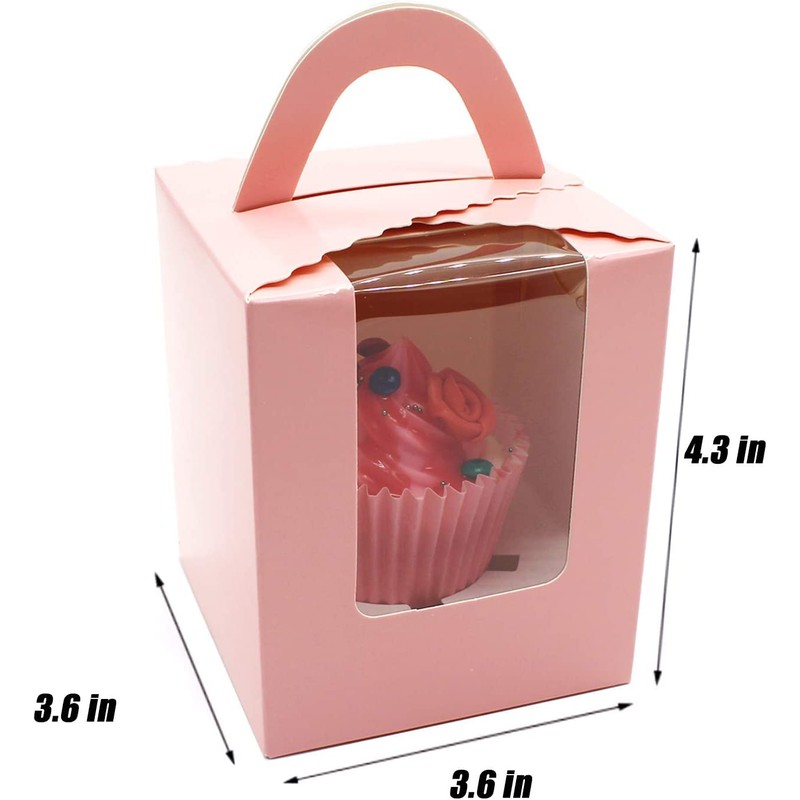 Selecto Bake 6 Pcs Paper Cupcakes Boxes, Portable Single Individual