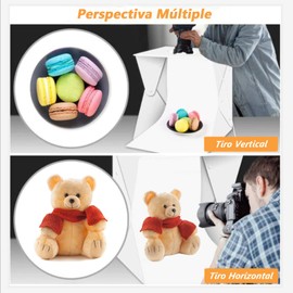 42AROZINA Estudio fotográfico portátil, Caja de Luz para Estudio Fotográfico Portátil Semi Profesional, Mini Kit fotográfico Plegable con USB, Dos Tiras de LED y Fondos de 6 Colores (22x24x23cm)