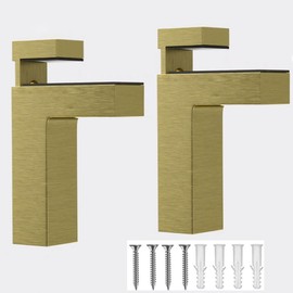 Adjustable Wood/Glass Shelf Bracket, Shelf Support Clamp Corner Brace for 5-30mm Thickness Shelf, Wall Mounted Glass Support Clip Wood Holder (Gold)