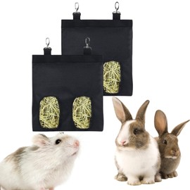 2Pcs Durable Rabbit Hay Feeder & Guinea Pig Hay Bag, Reusable Hanging Feeder with 600d Oxford Fabric for Small Pets, Bite-Resistant Design Reduces Hay Waste, Cage-Friendly for Rabbits, Chinchillas