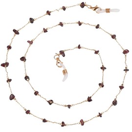 GORGECRAFT Gemstone Sunglasses Chain Natural Garnet Stone Crystal Beads Metal Alloy Links Glasses Holder Around Chains Straps Lanyard Hanger Necklace for Glasses Jewellery Women's Accessories