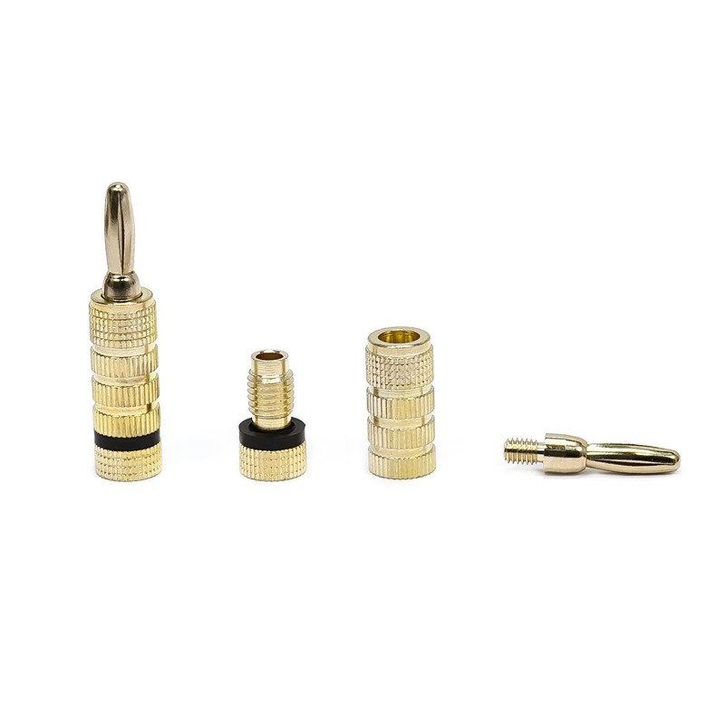 Monoprice 24k Gold Plated Speaker Banana Plugs, Closed Screw Type