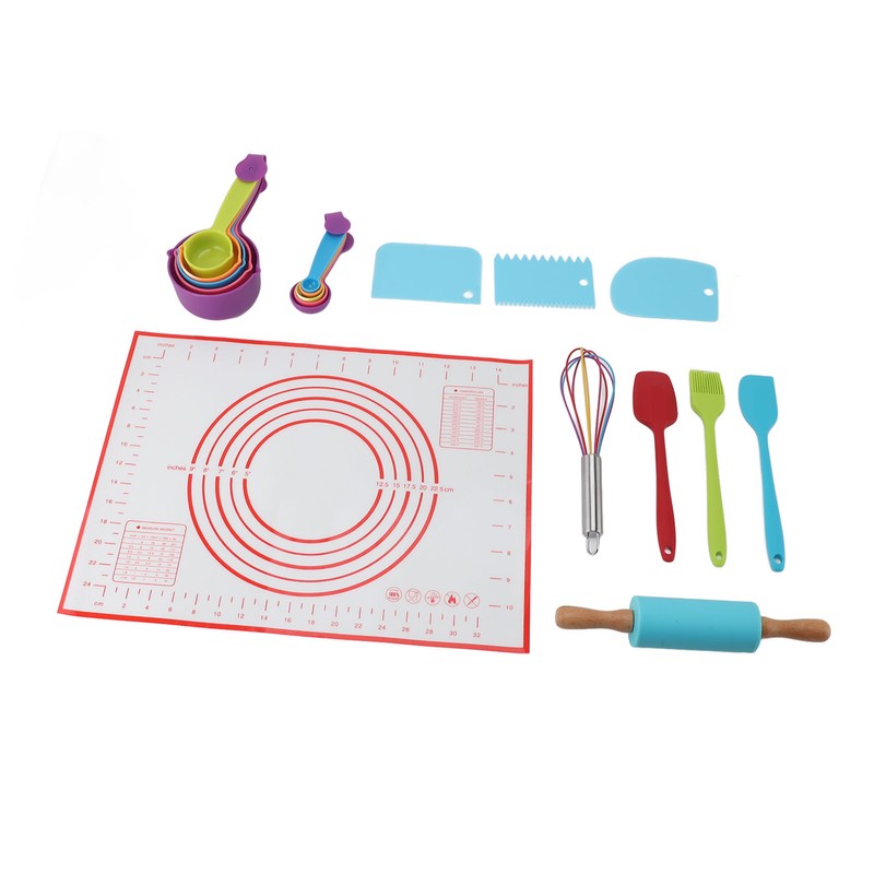 19PCS Kids Baking Set Silicone Nonstick Safe Spatula Brush Whisk