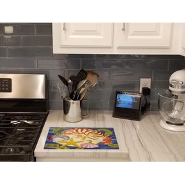 Caroline's Treasures PRS4044LCB Nautilus And Gulf And Sundial Glass Cutting Board Large Decorative Tempered Glass Kitchen Cutting and Serving Board Large Size Chopping Board