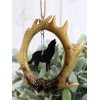 Rustic Western Deer Antlers Howling Gray Wolf Set of 2