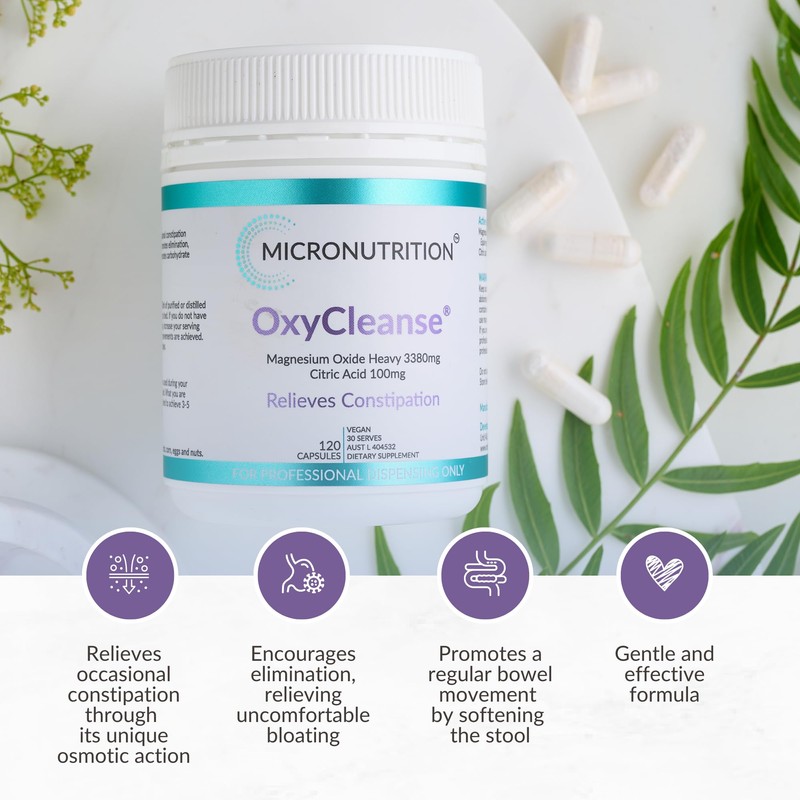 MICRONUTRITION OxyCleanse Constipation Relief (120 Capsules) Magnesium Oxide Supplement with