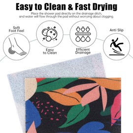 LY4U Non Slip Loofah-like Shower Mat Anti Mould, Washable Colorful PVC Shower Tray Mat for Elderly, Anti Slip Bathroom Mat for Wet Shower Areas