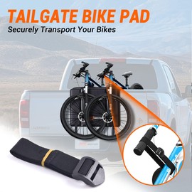 MNJ MOTOR Tailgate Bike Pad, Widen Size Pickup Truck Tailgate Pad Carry 2 Mountain Bikes Protection Pad with Fixture Straps Reflective Strips Tool Pocket