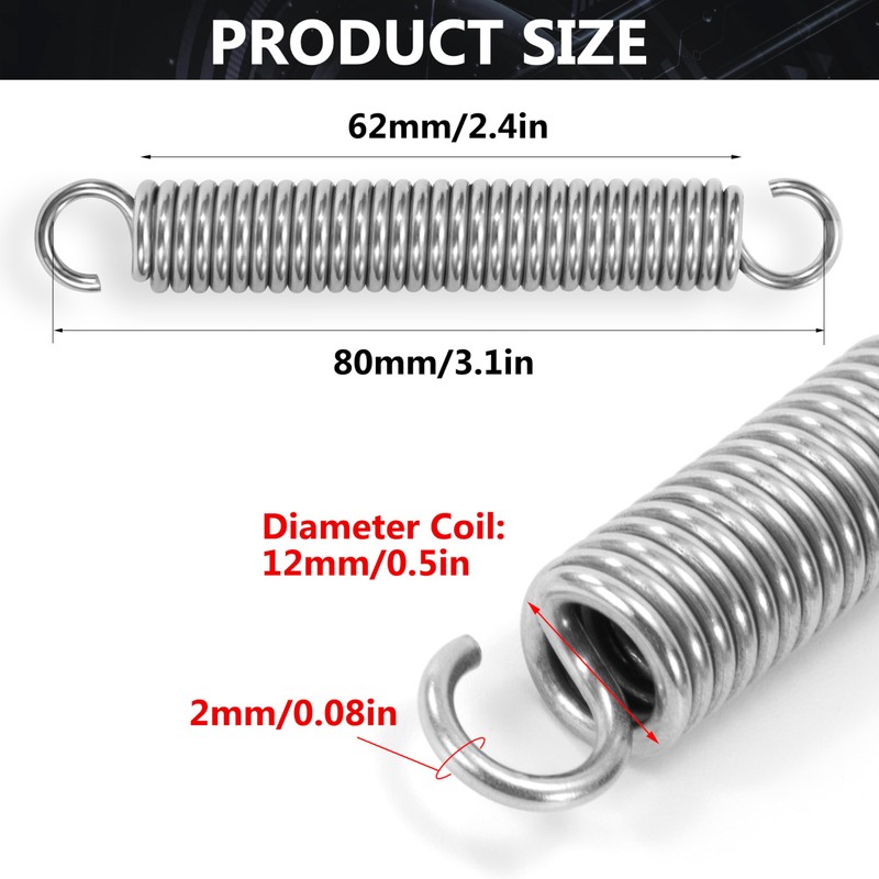 GUNGY Extension Spring 80mm Tension Spring With Dual Hook in